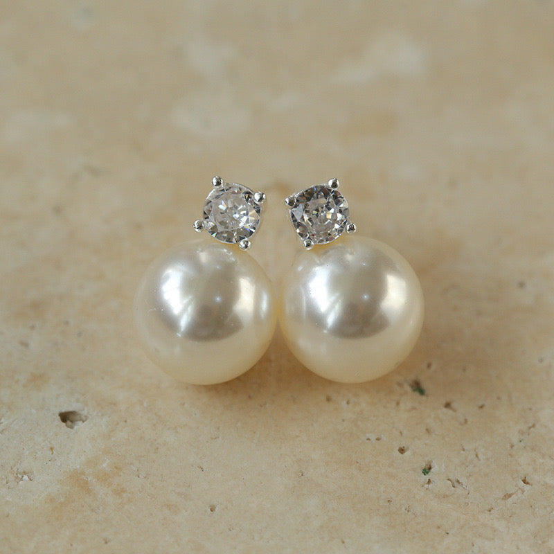 10mm Swarovsk Pearl Zirconia Stone Earrings