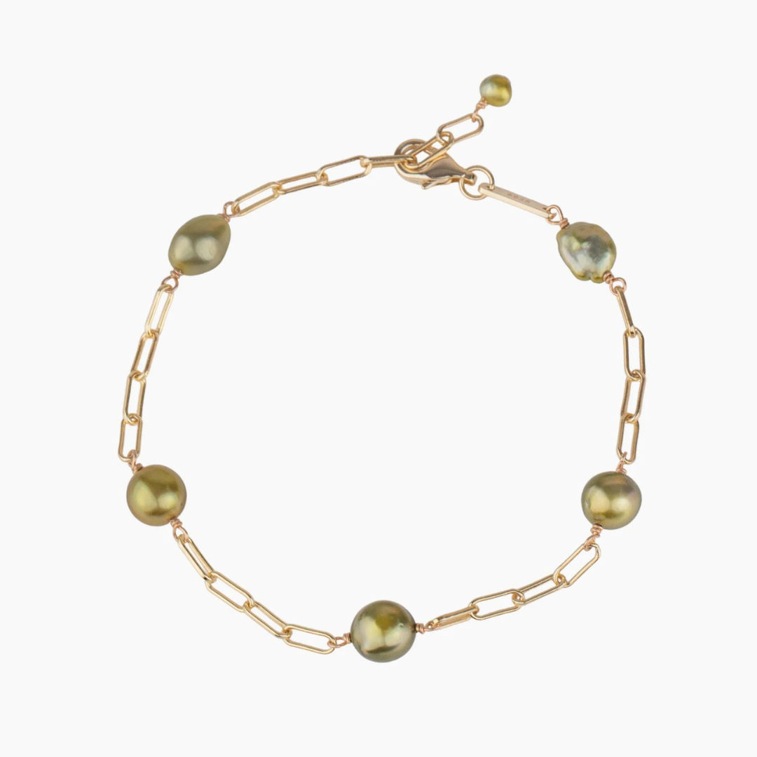 Kamala Pistachio Keshi Pearl Bracelet