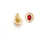 Geometric Red Zirconia Earrings