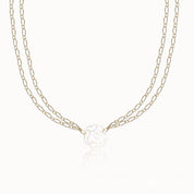 White Shell Camellia Double-Layer Necklace