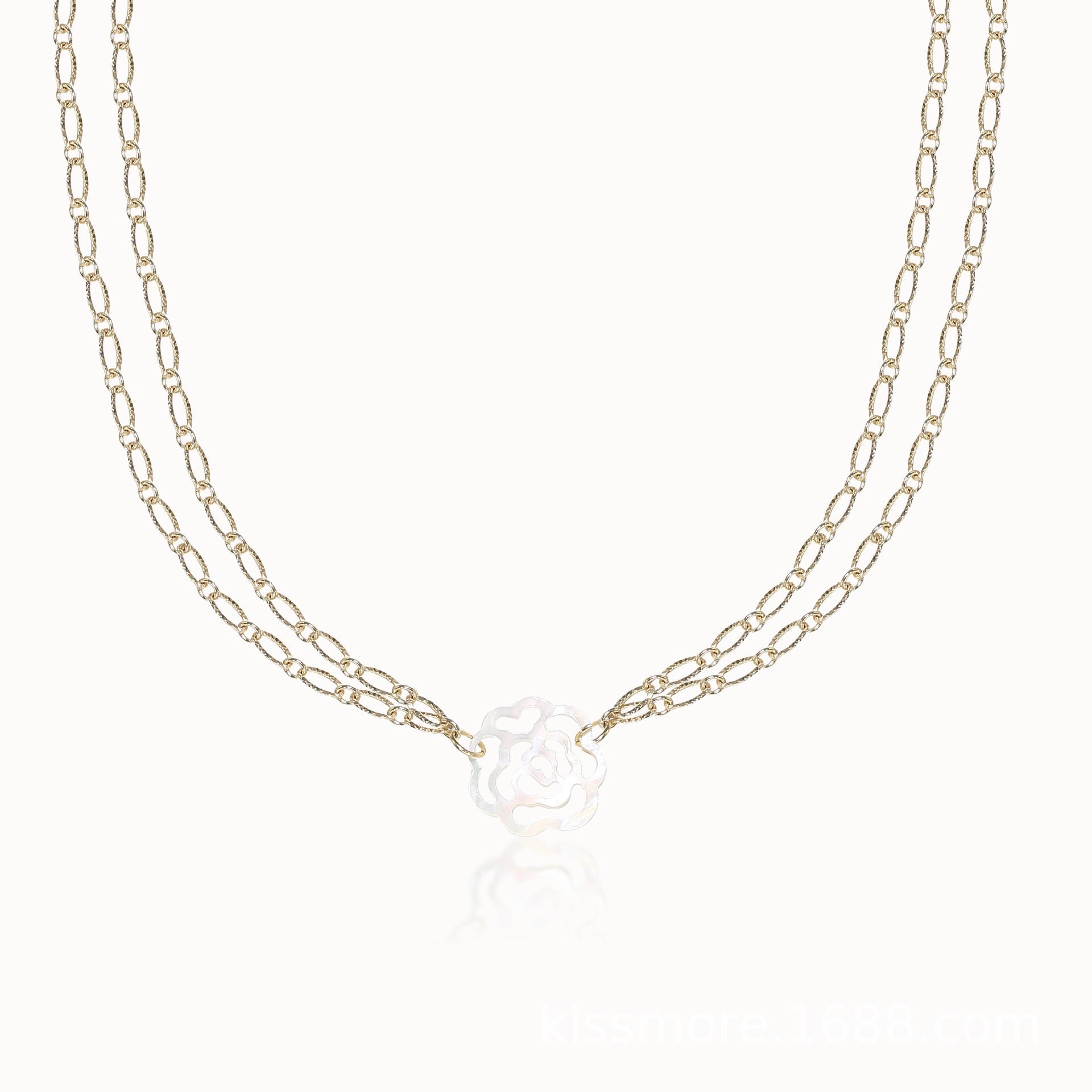 White Shell Camellia Double-Layer Necklace