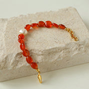 Red Onyx with Baroque Necklace l Bracelet