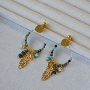 Vintage Turquoise Beaded Leaf Earrings