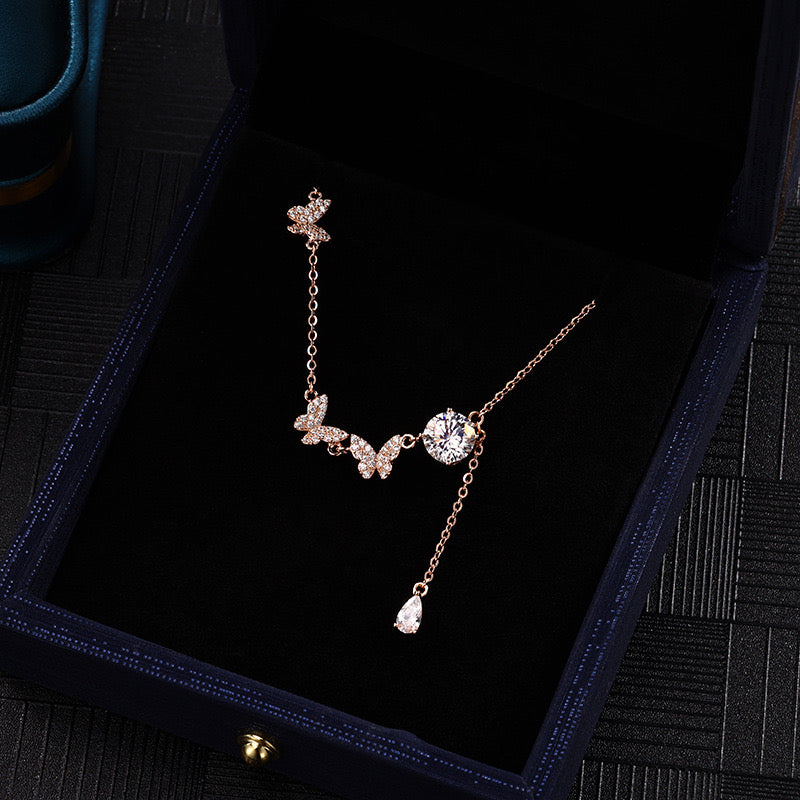 Butterfly Tassel Zirconia Moissanite Necklace