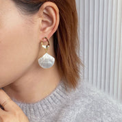 White Shell Irregular Hoop Earrings