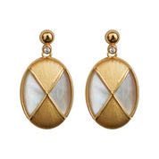 Gold Vermeil Oval White Shell Earrings