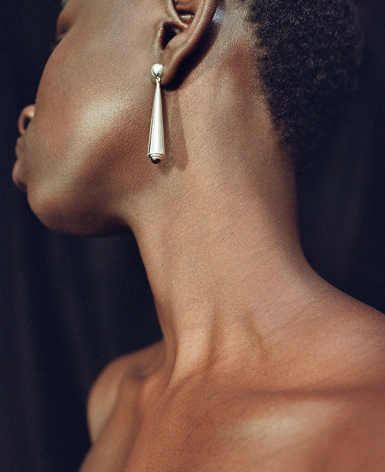 Secession Earrings in Garnet