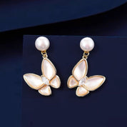 Freshwater Pearl Mother of Pearl Butterfly Earrings