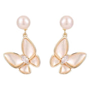 Freshwater Pearl Mother of Pearl Butterfly Earrings