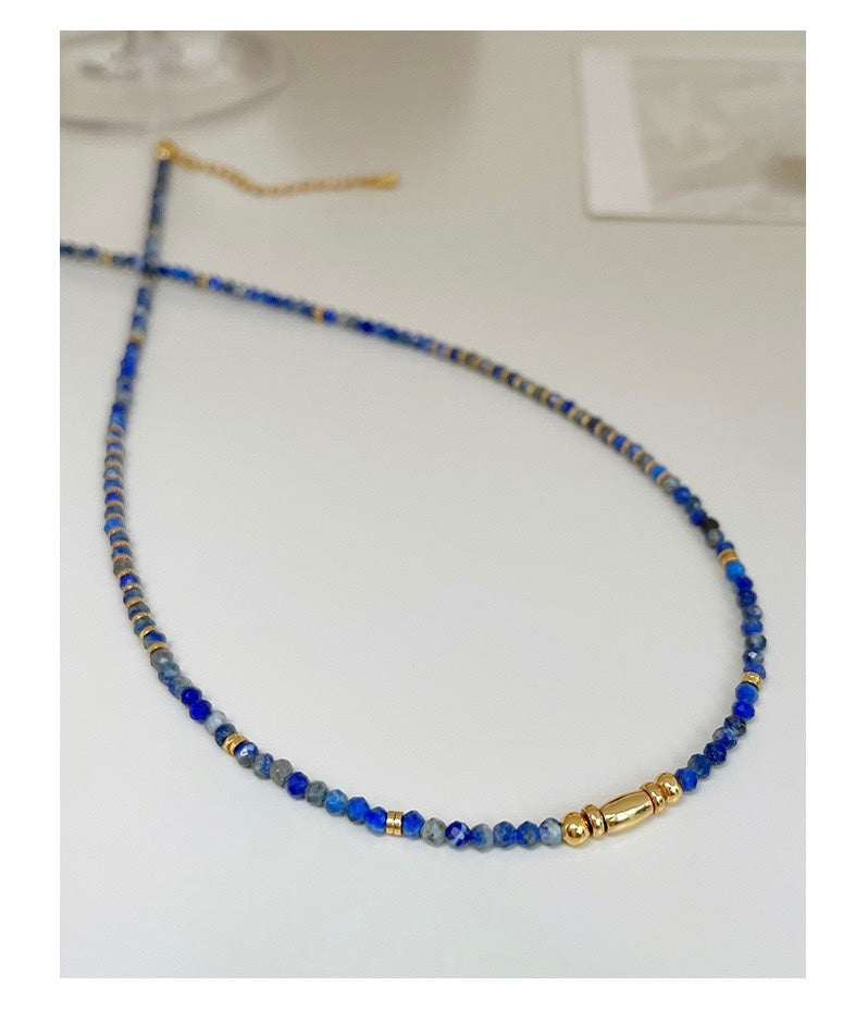 Blue Natural Lapis Beaded Gemstone Necklace (Purchase individually)