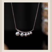 Crescent Moon Pearl Gradient Necklace