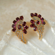 Vintage Red Crystal Rhinestone Earrings