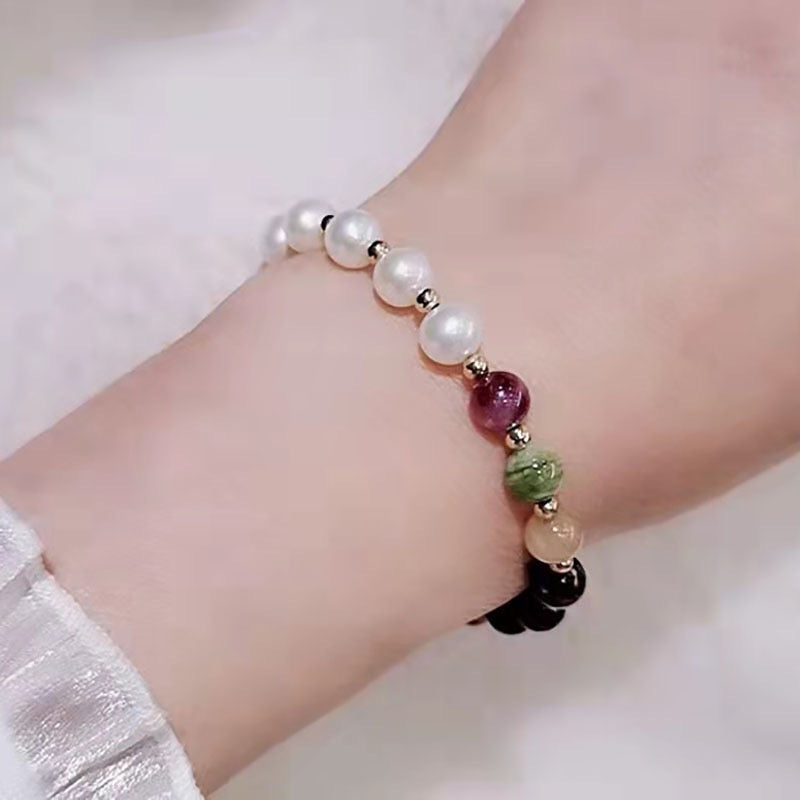 Colourful Gemstone Pearl Bracelet