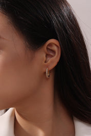 U Shape Half CZ Hoop Earrings