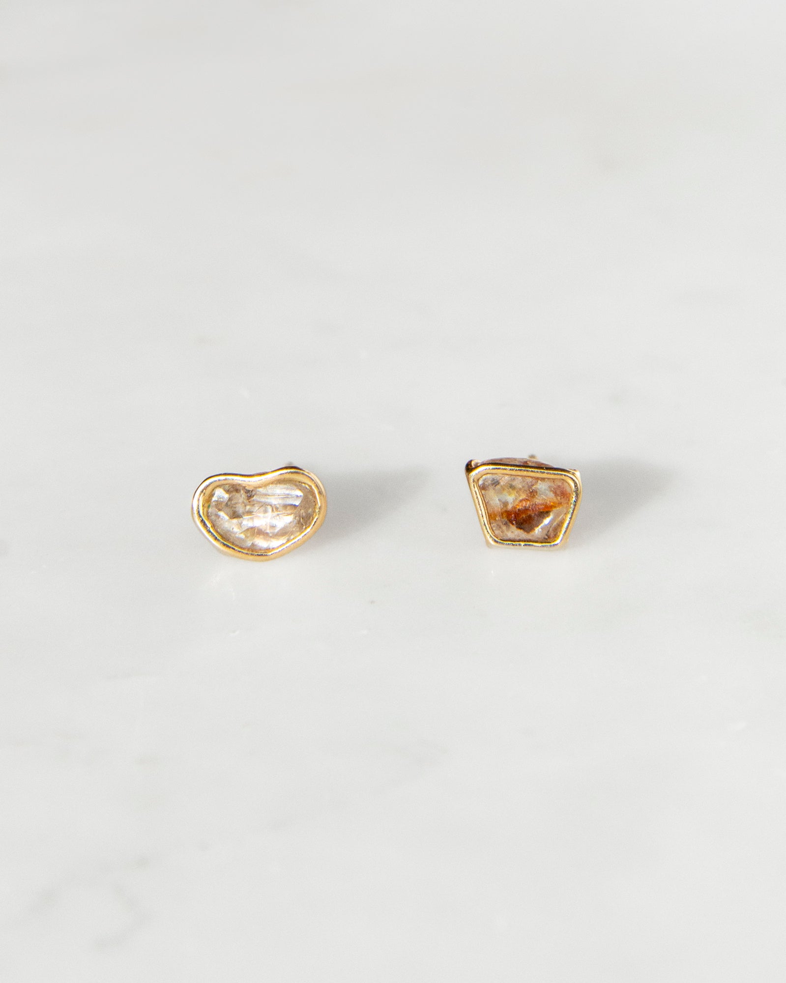 A Bean and a Box 14K Diamond Macle Floating Studs