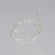 Silver Shining Rice Bead Double Layer Bracelet