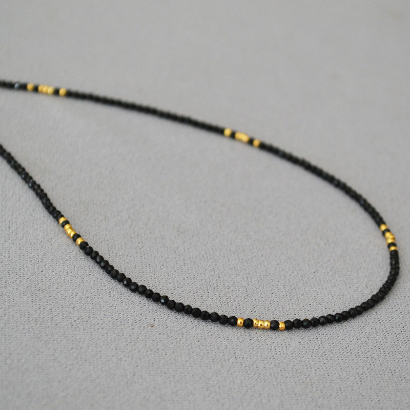 Sparkling Black Crystals Gold-Plated Choker