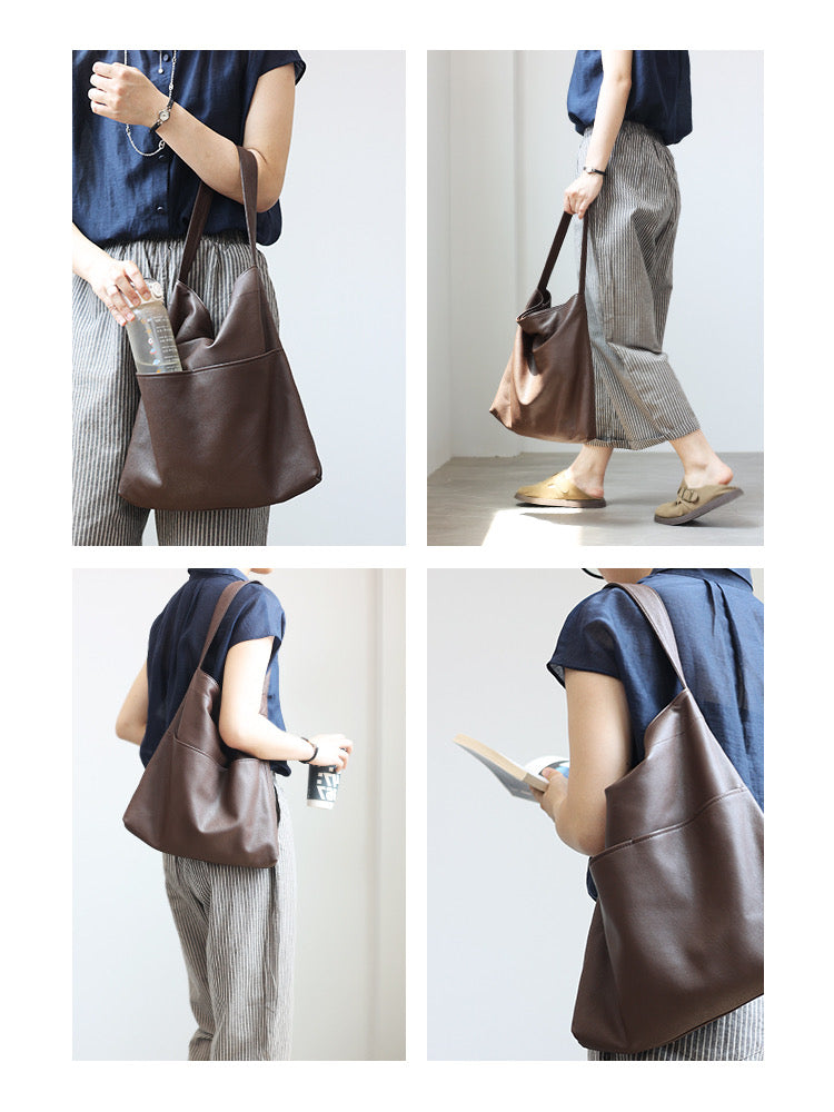 Lilian Genuine Leather Sheepskin Minimalist Style Tote Bag