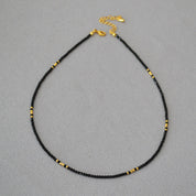 Sparkling Black Crystals Gold-Plated Choker