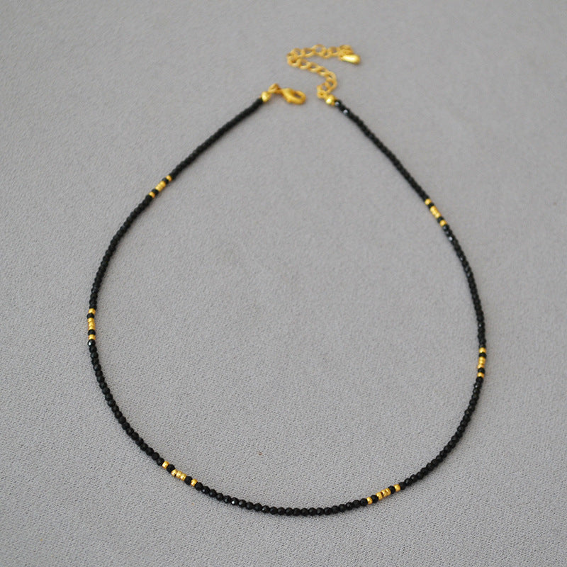 Sparkling Black Crystals Gold-Plated Choker