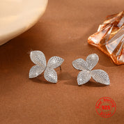 Zirconia Butterfly Flower & Leaf Full Diamond Earrings