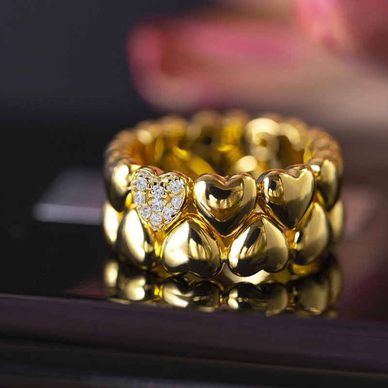 Double-Layer Heart-Shaped Zirconia Ring