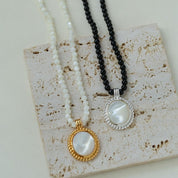 White Shell Black Onyx Necklace