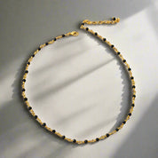 Woven Gold-Plated Choker with Faceted Black Crystals