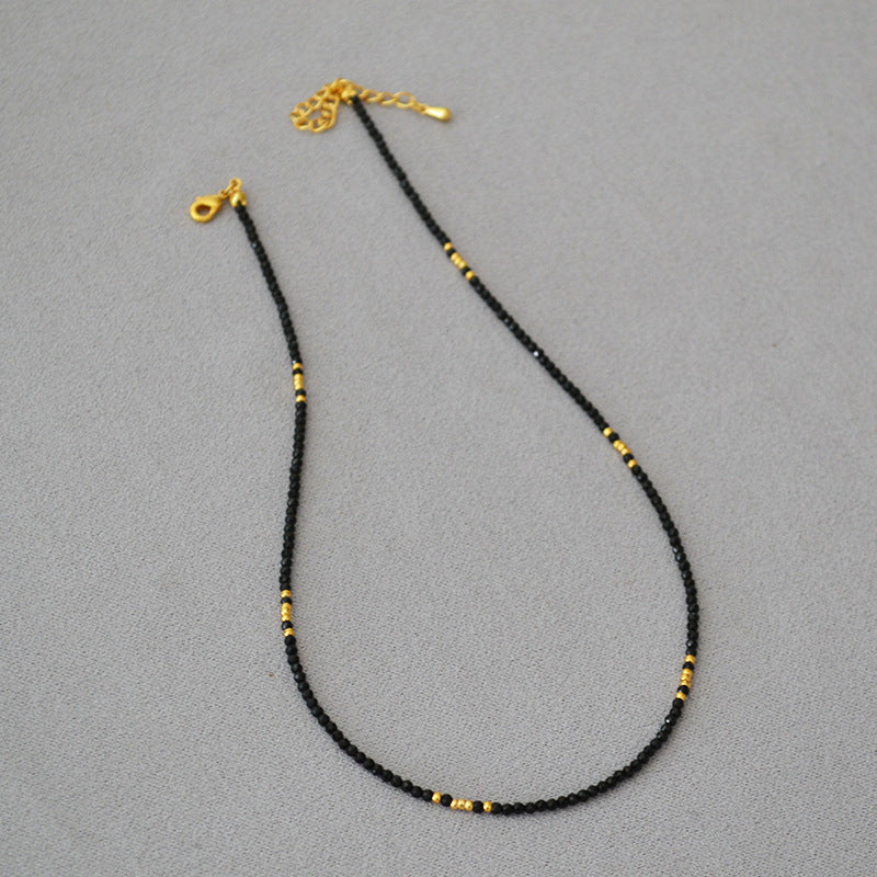 Sparkling Black Crystals Gold-Plated Choker