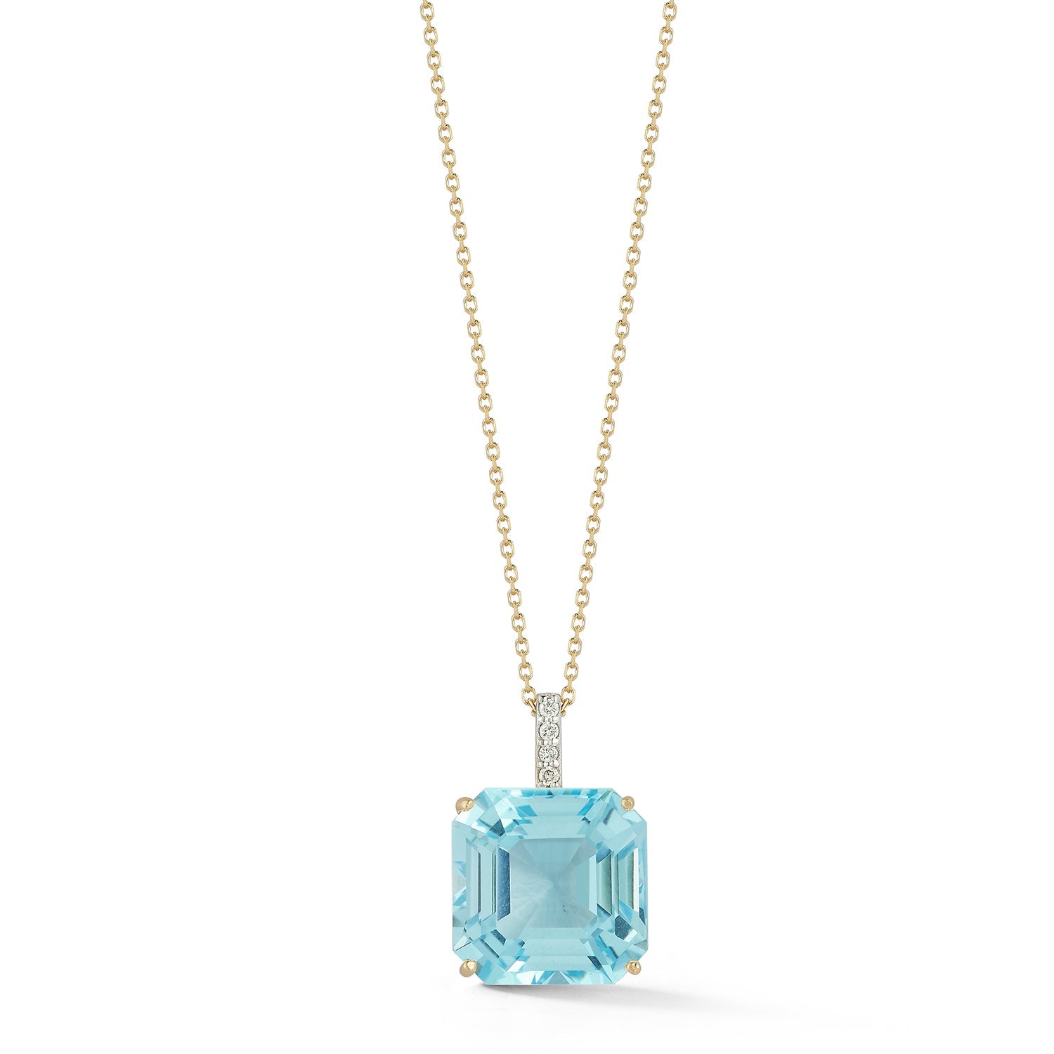 14kt Asscher Cut Swiss Blue Topaz Necklace