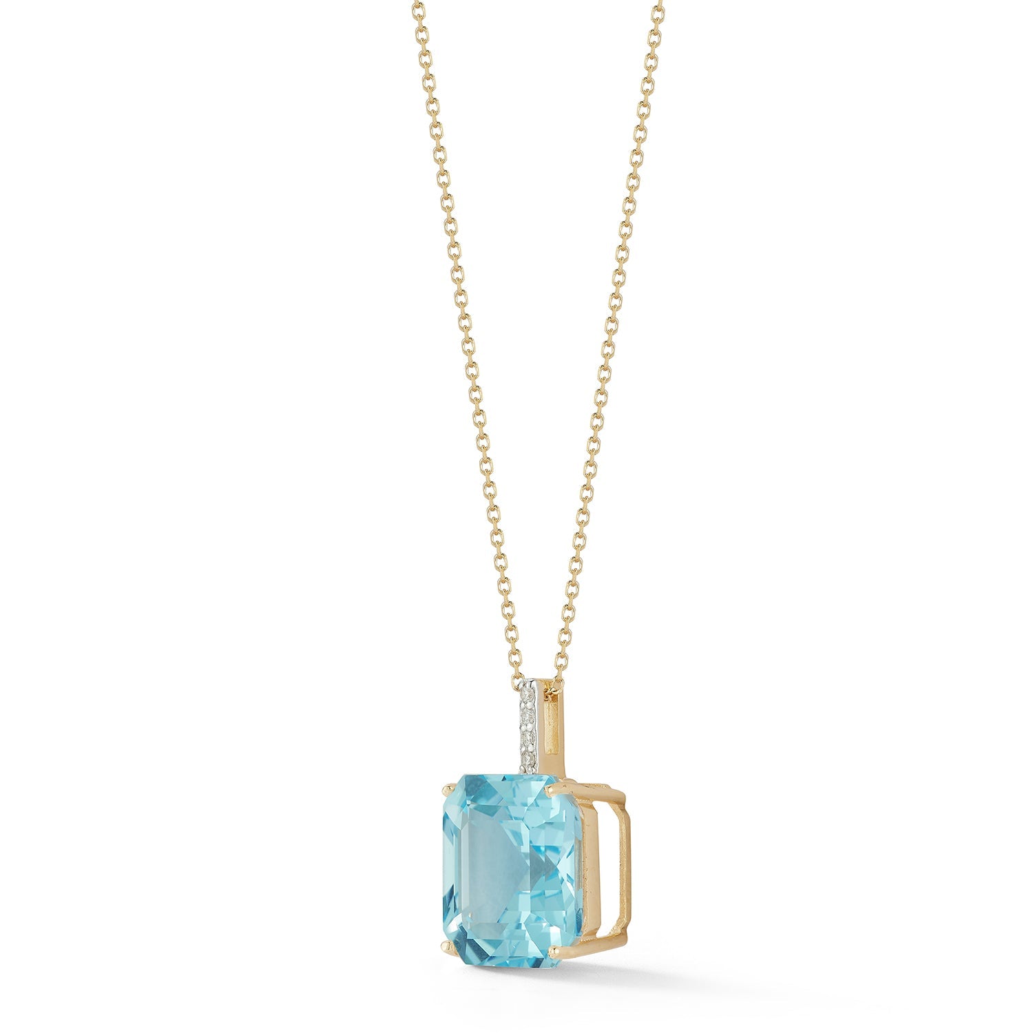 14kt Asscher Cut Swiss Blue Topaz Necklace