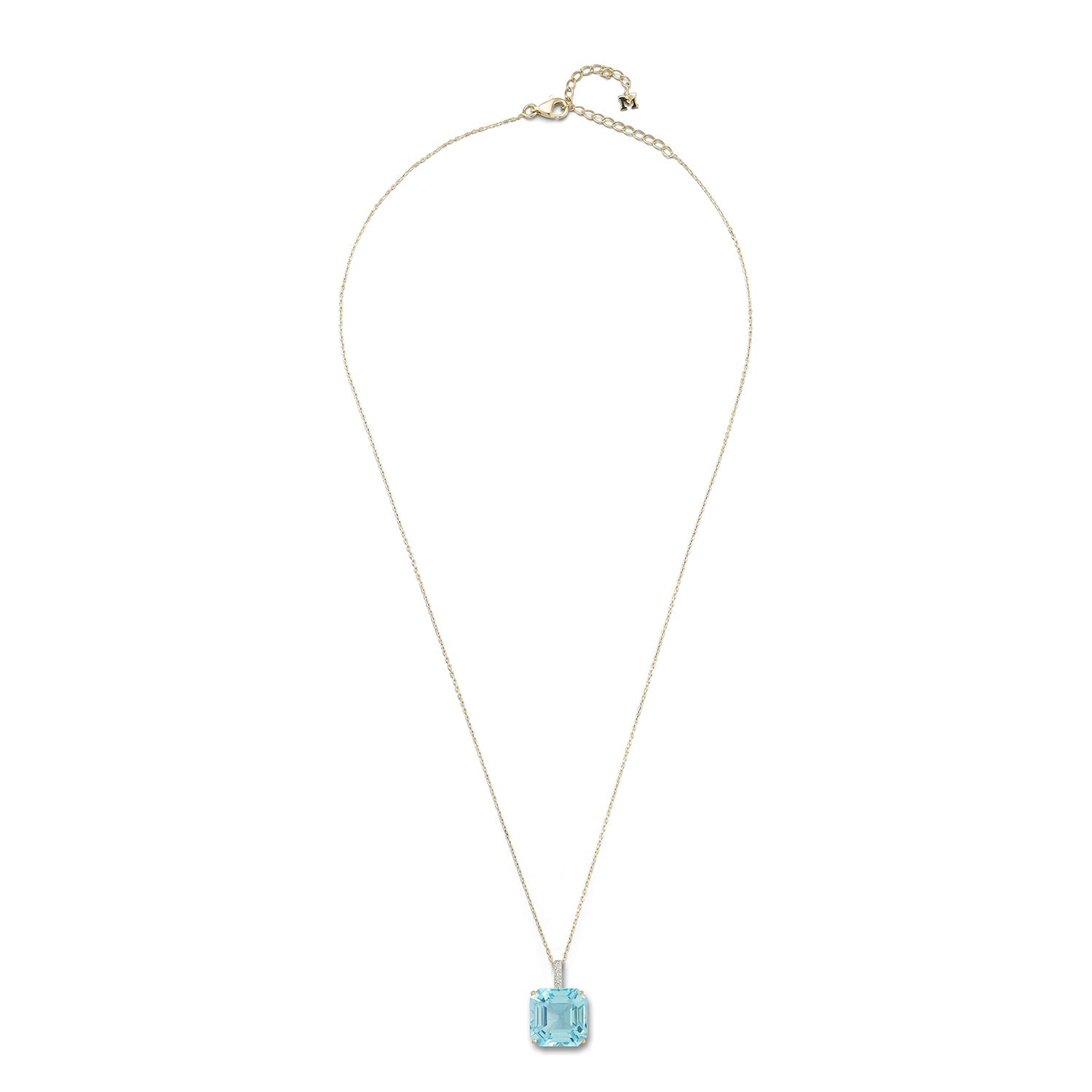 14kt Asscher Cut Swiss Blue Topaz Necklace