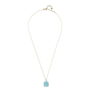 14kt Asscher Cut Swiss Blue Topaz Necklace