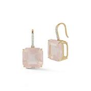 14kt Asscher Cut Pink Topaz Drop Earrings