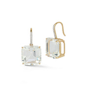 14kt Asscher Cut White Topaz Drop Earrings