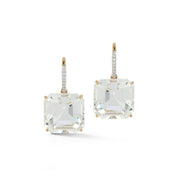 14kt Asscher Cut White Topaz Drop Earrings