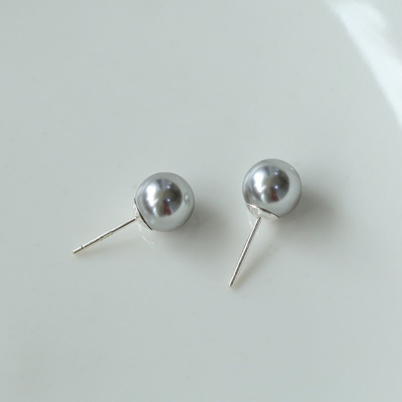 Swarovski Grey Pearls Stud Earrings