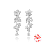 Zirconia Flower Long Tassel Earrings