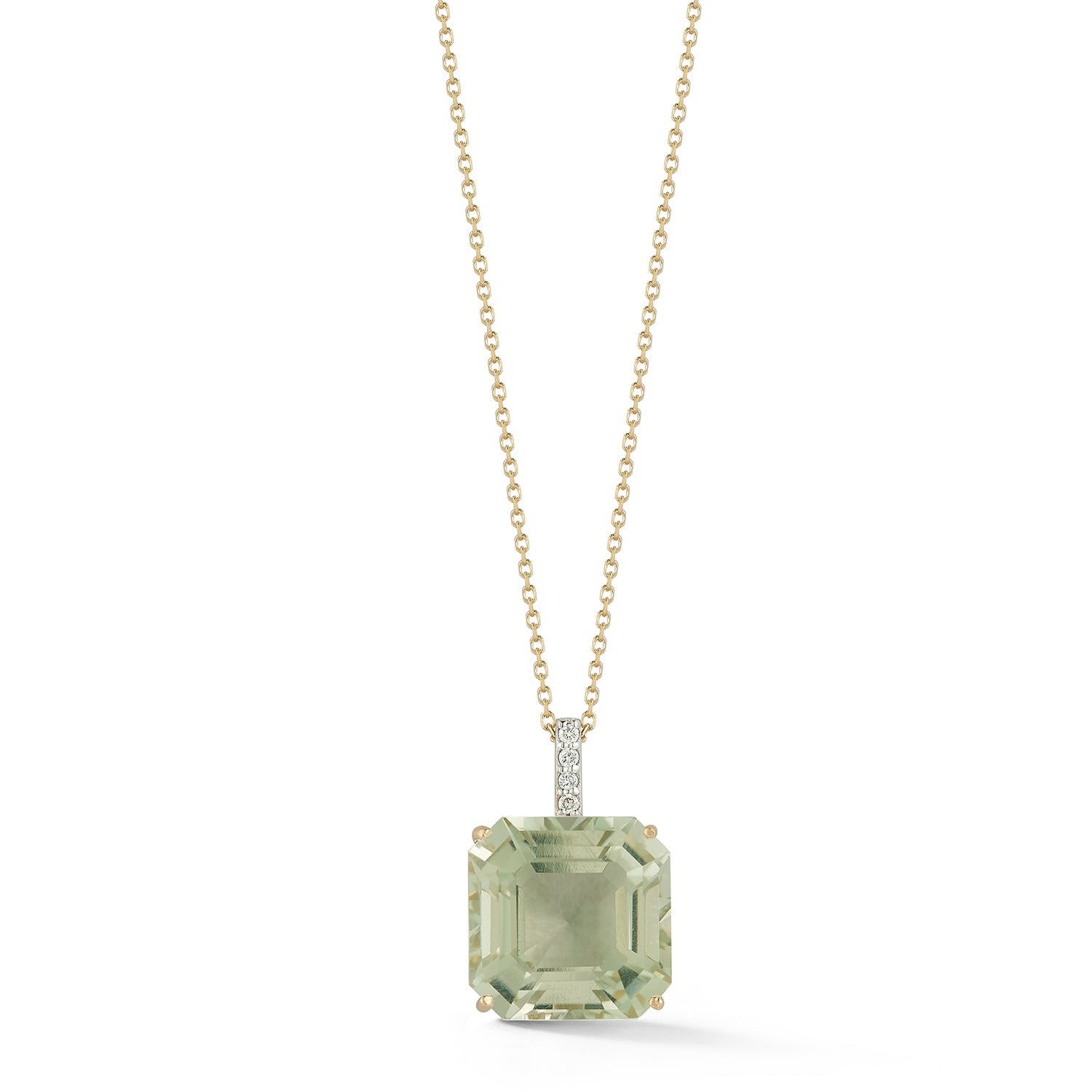 14kt Asscher Cut Green Amethyst Necklace