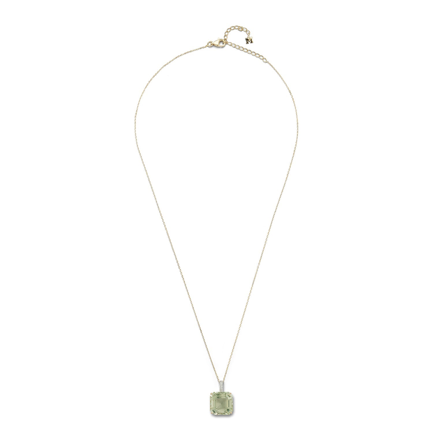 14kt Asscher Cut Green Amethyst Necklace