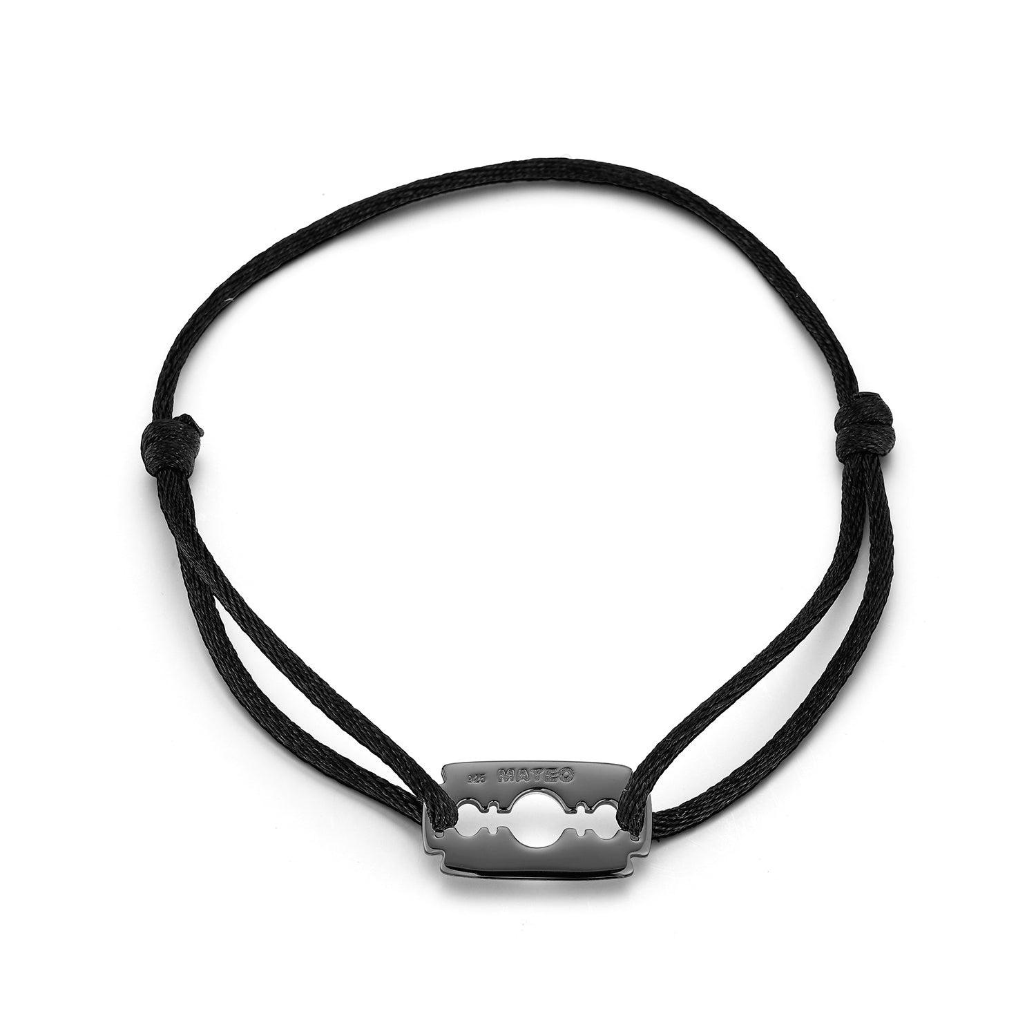 Blacken Razor Blade on Black Nylon Bracelet