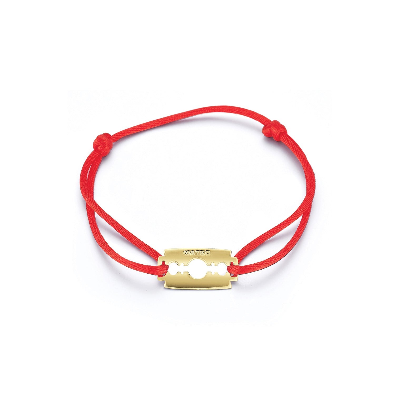 14kt Razor Blade on Red Nylon Bracelet