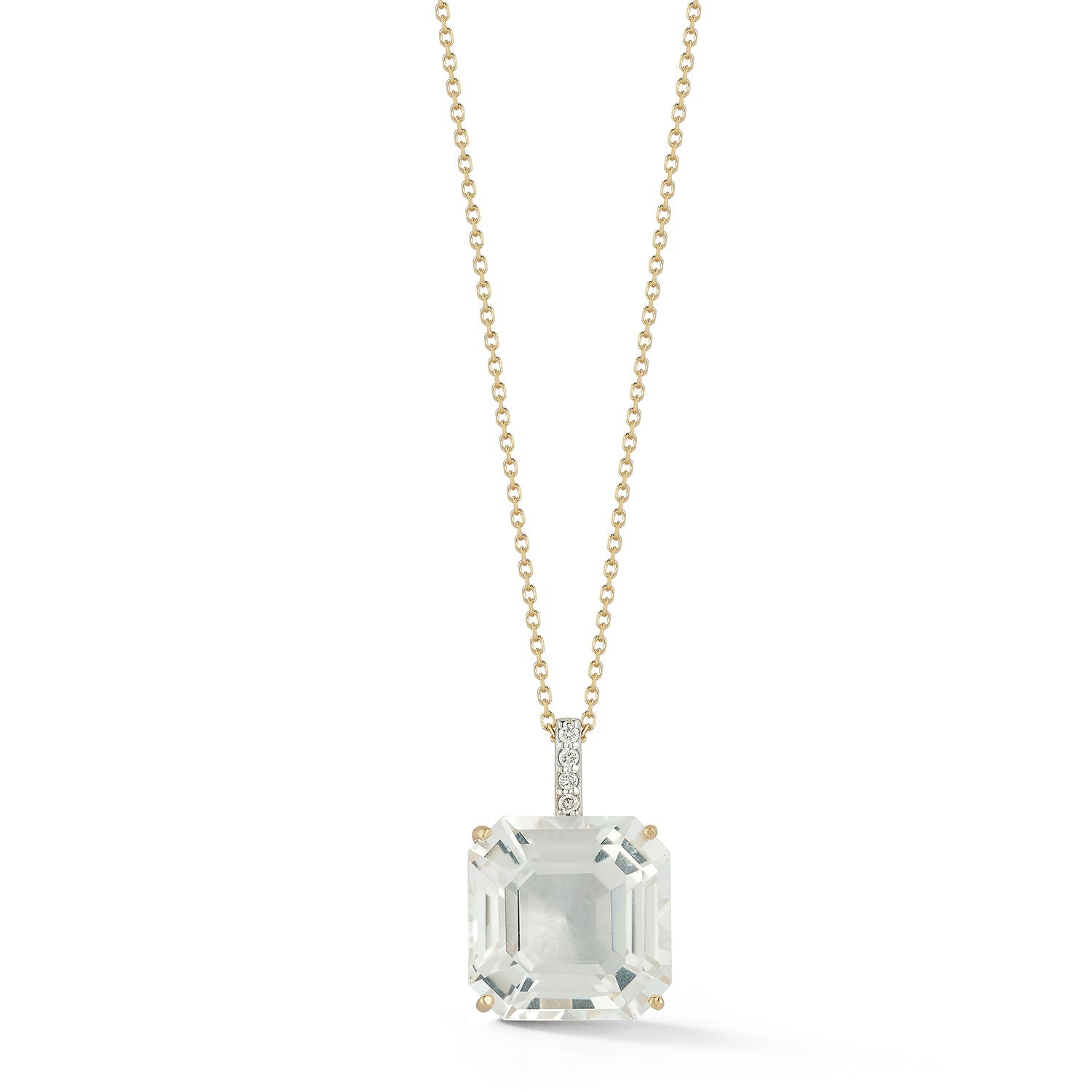 14kt Asscher Cut White Topaz Necklace