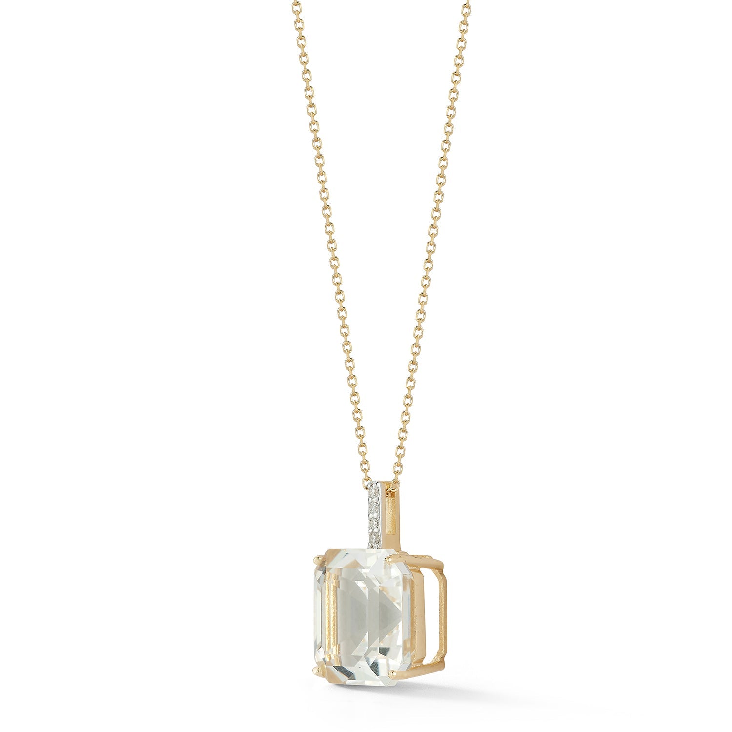 14kt Asscher Cut White Topaz Necklace