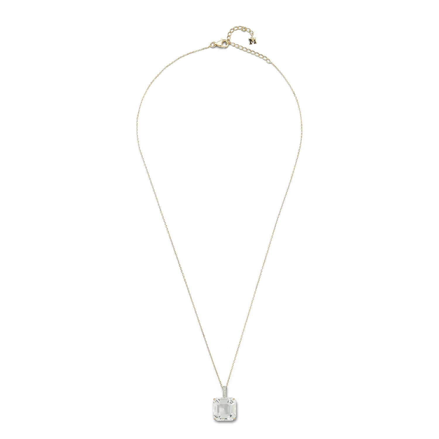 14kt Asscher Cut White Topaz Necklace