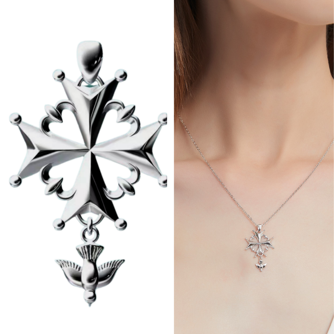 Huguenot Cross Pendant Sterling Silver