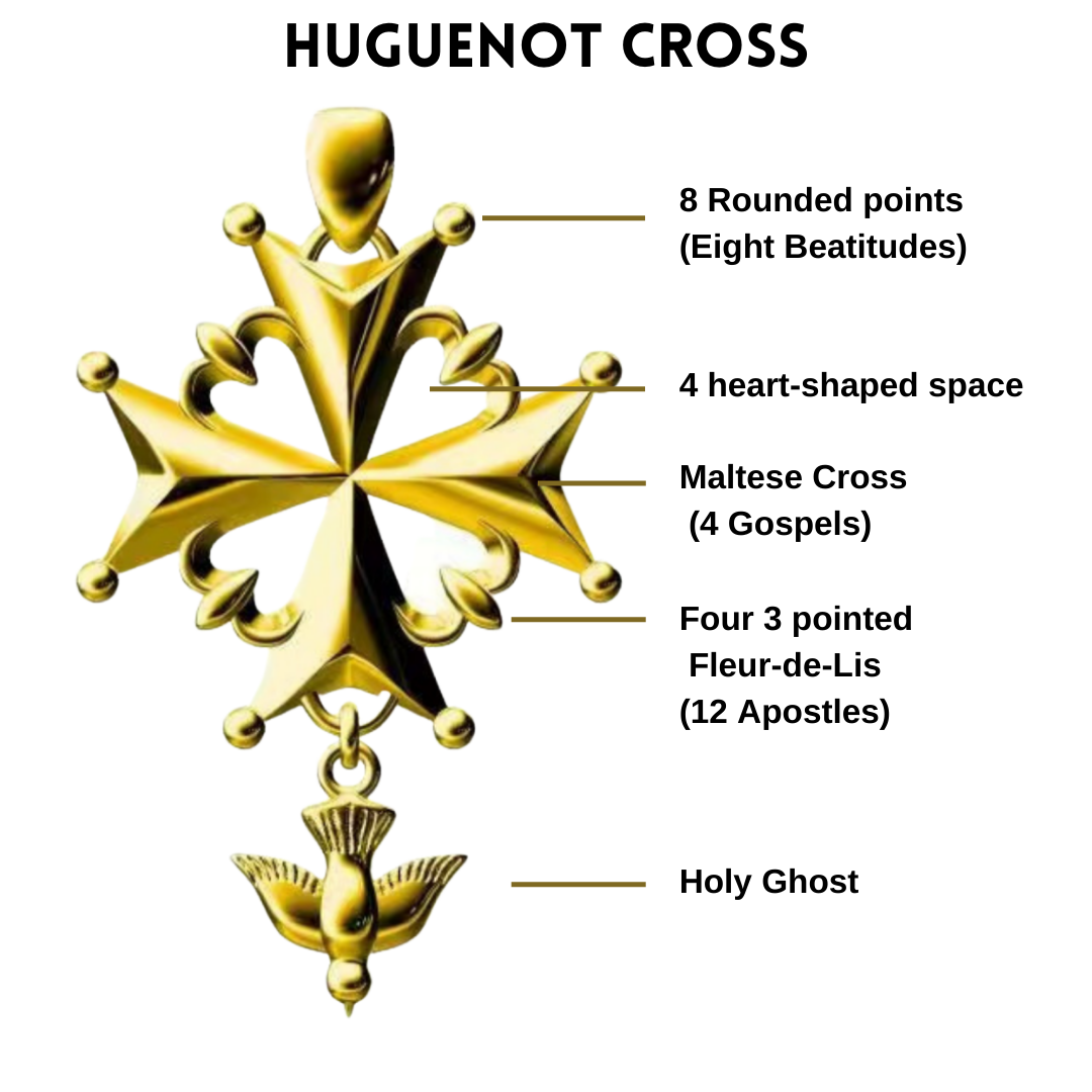 Huguenot Cross Pendant Gold Vermeil (US)