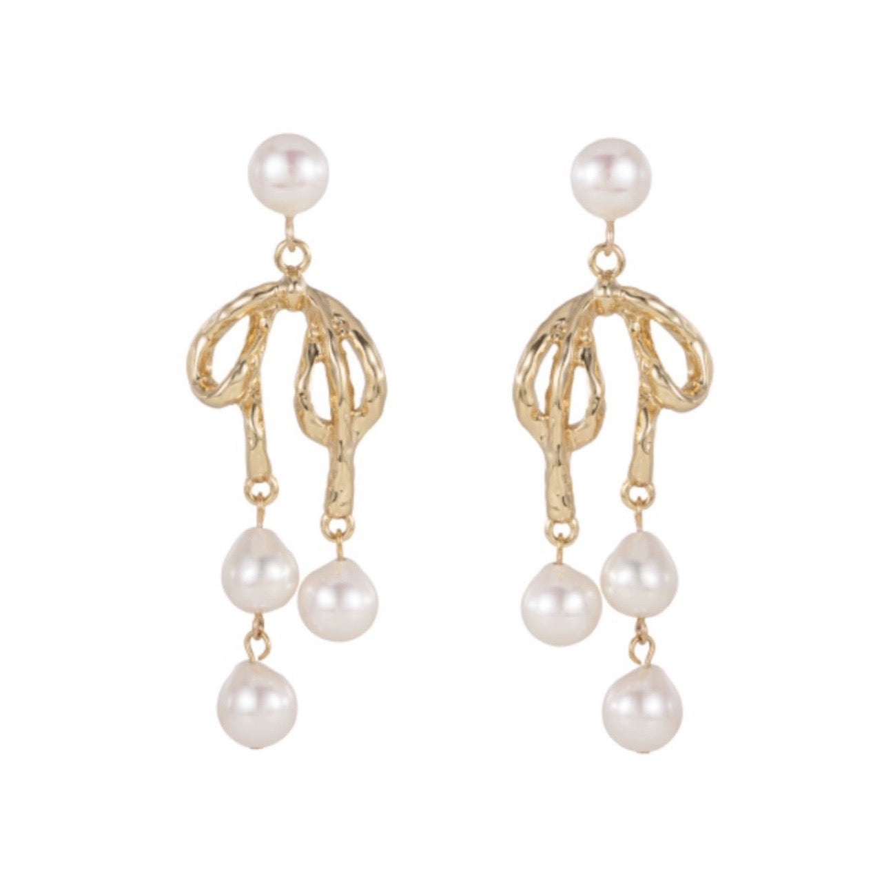 Bow Baroque Freshwater Pearl Earrings