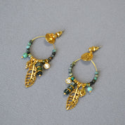 Vintage Turquoise Beaded Leaf Earrings