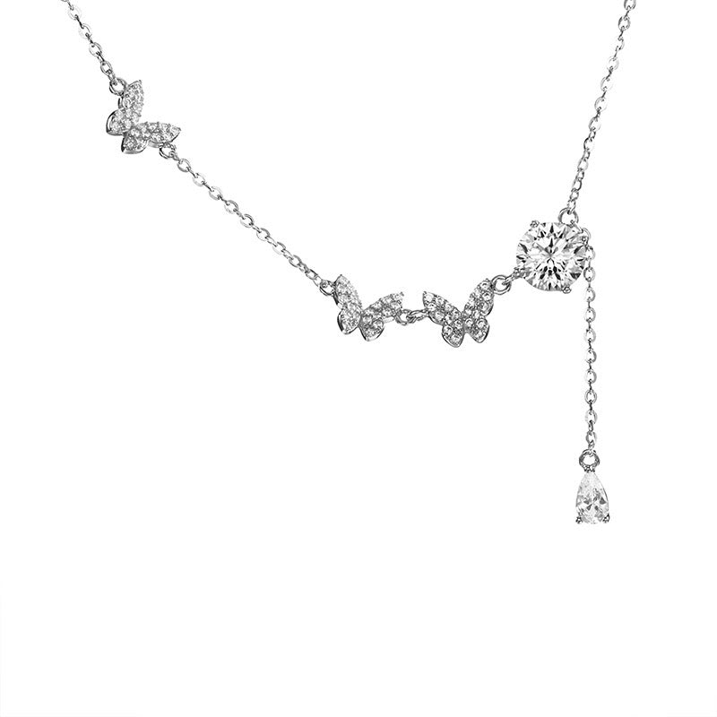 Butterfly Tassel Zirconia Moissanite Necklace